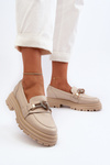 Жіночі шкіряні мокасини з орнаментом Laura Messi 2780 Beige