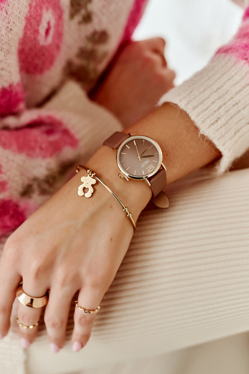 Жіночий сталевий браслет із золотим ведмедиком