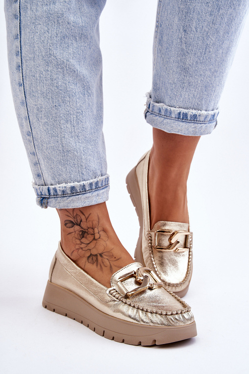Шкіряні мокасини на платформі Zazoo 10141 із золотим декором
