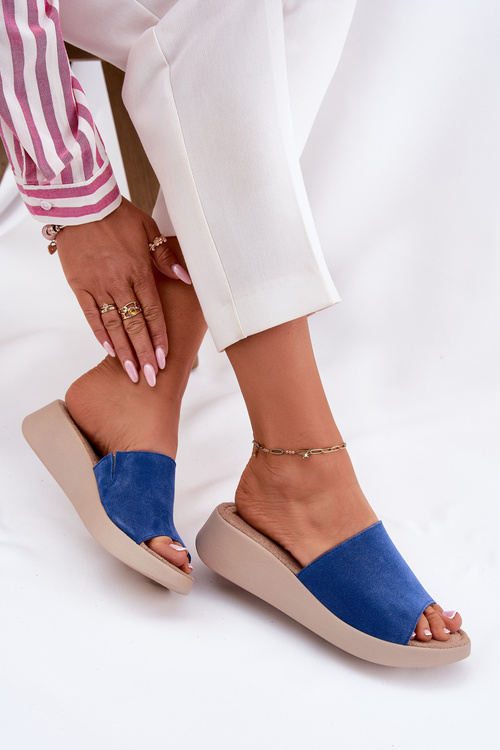 Жіночі Замшеві Сандалі На Каблуку Panto Fino Сині RR267041