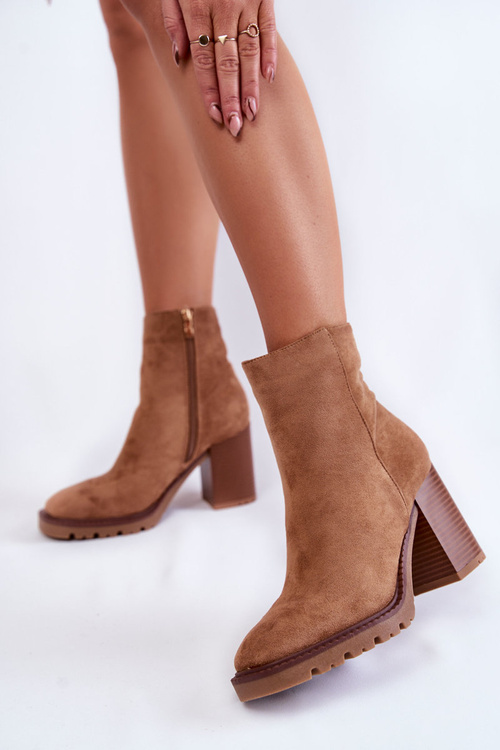 Жіночі замшеві чоботи на каблуці з блискавкою Camel Odette