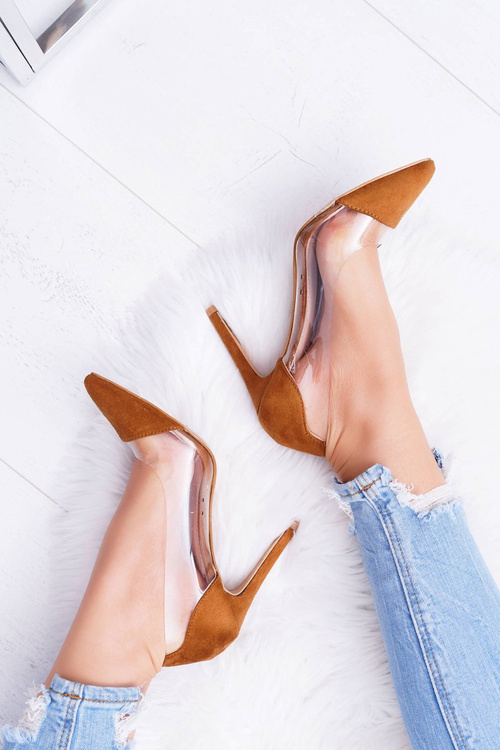 Жіночі туфлі на високих підборах, прозорі, гострокінцеві Camel Live