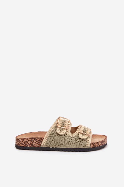 В'язані Жіночі Сандалі З Золотими Пряжками Зелені Fenira