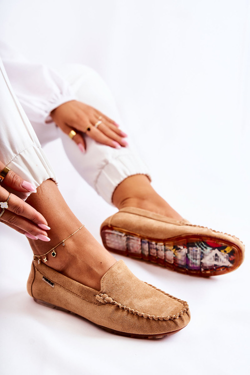 Жіночі замшеві лофери темно-бежеві Millare