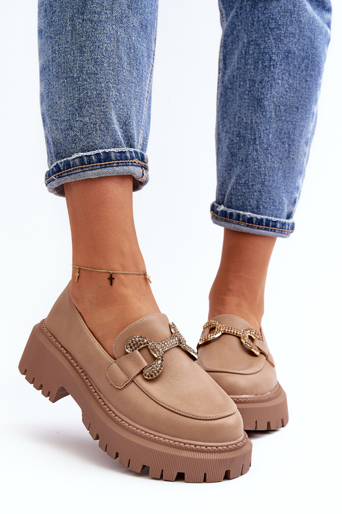 Жіночі мокасини з декором темно-бежевий гаргі