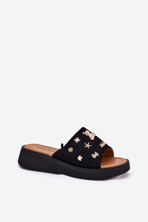 Жіночі Замшеві Сандалі З Прищіпками Чорні Vinceza 66741