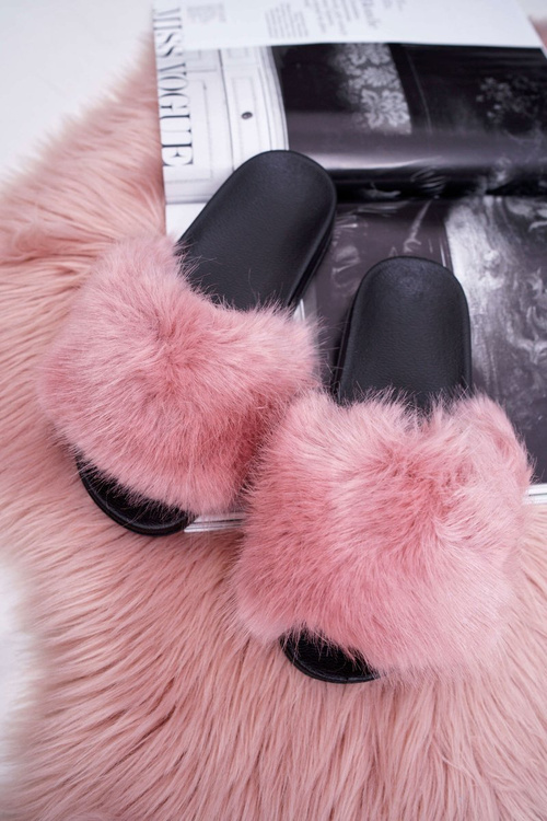 Жіночі шльопанці з хутром рожеві NiceFur