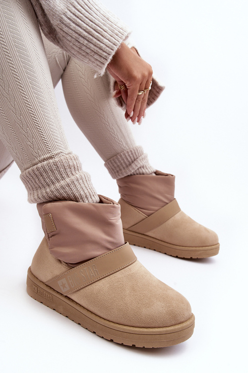 Жіночі зимові черевики утеплені на платформі бежеві Big Star MM274152
