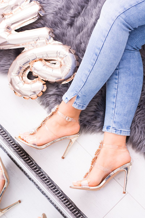 Lu Boo Золоті шпильки Zircon Sandals Serenade