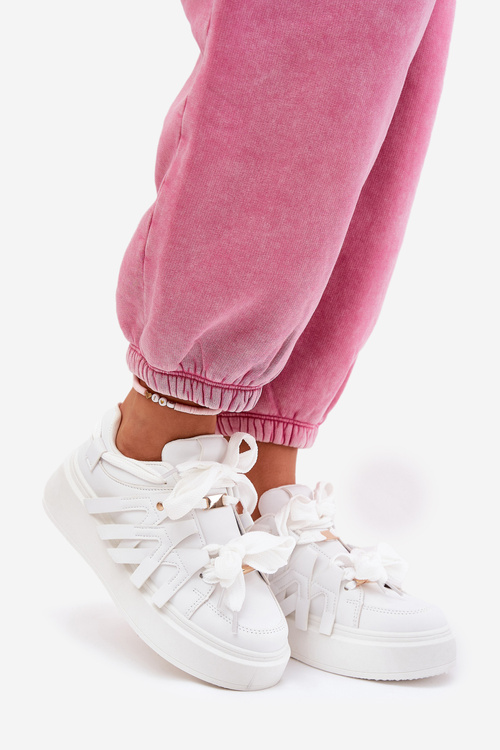 Еко Шкіряні Кросівки На Платформі Білі Penolle