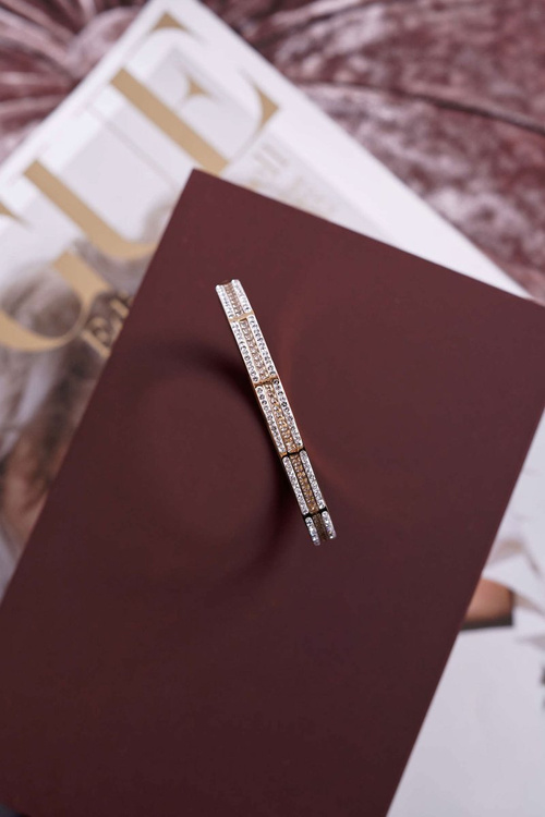 Жіночий сталевий браслет з цирконами золото клар