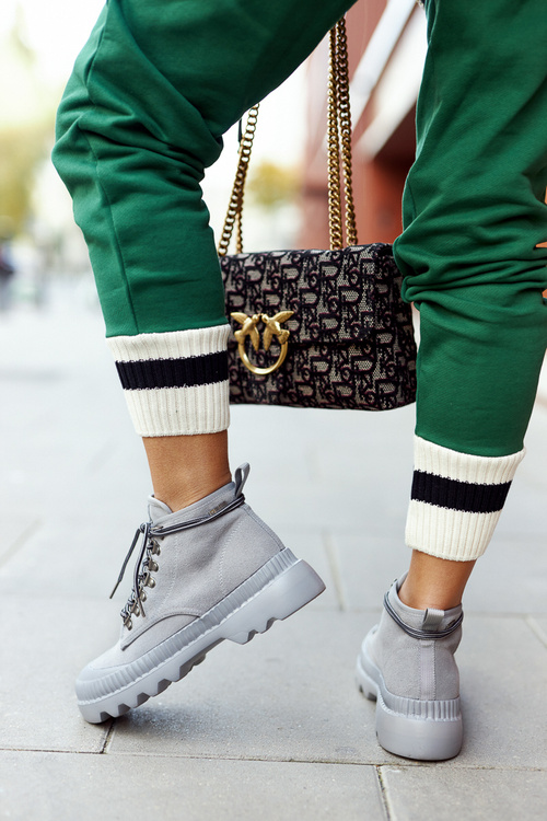 Шкіряні черевики Trapper Big Star II274365 сірі