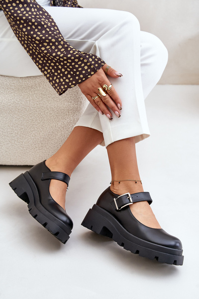 Жіночі туфлі з пряжкою Чорні Plikuria