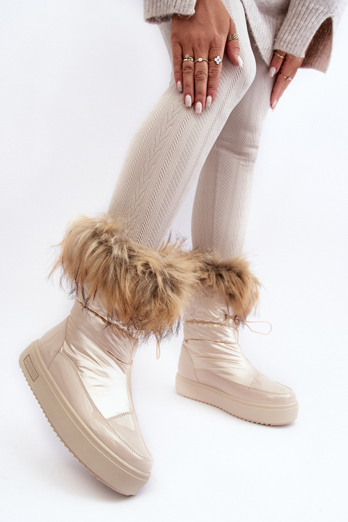 Жіночі Снігоступи З Пухом Бежеві Big Star MM274380