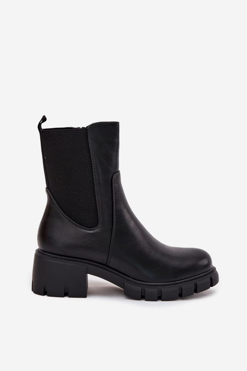 Жіночі Черевики На Блоці Еко Шкіра Чорні Kyra