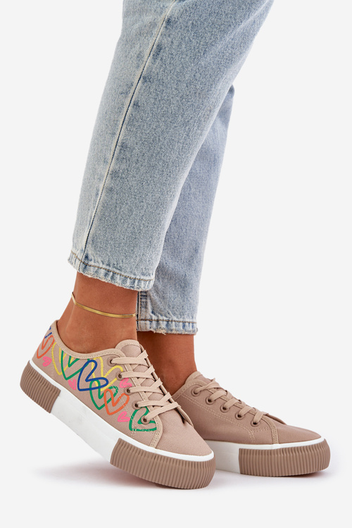 Жіночі Кросівки Серця Темно-бежеві Fonirea