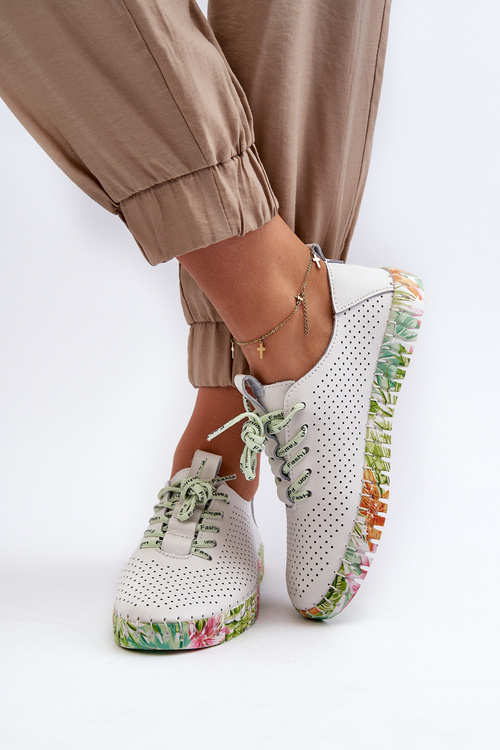 Жіночі білі черевики з натуральної шкіри на шнурівці Farnalea