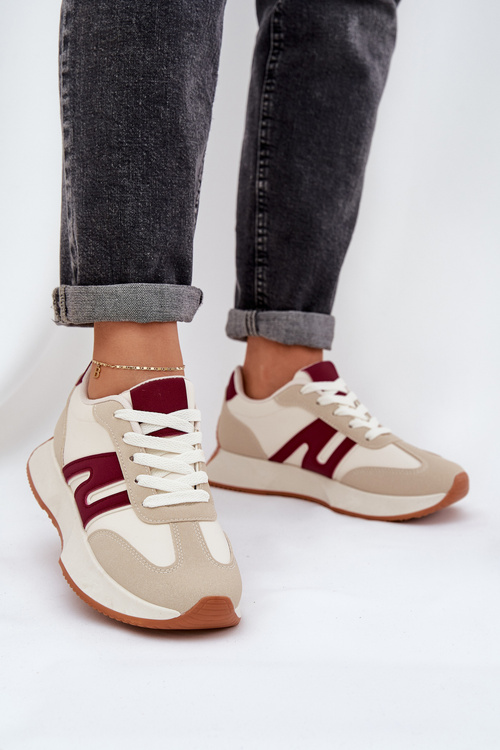 Жіночі Спортивне Взуття На Платформі Бежево-Червоне Emidi