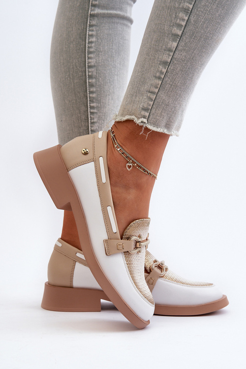 Жіночі шкіряні мокасини Maciejka 06493-11 біло-бежевий