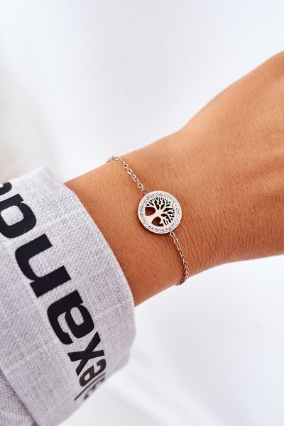 Браслет Дерево Життя з кубічним цирконієм рожевого золота