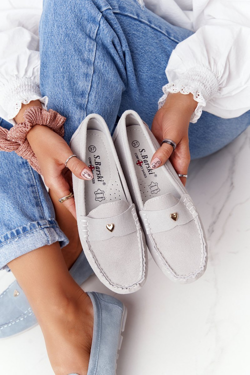 Жіночі замшеві лофери S.Barski сірі