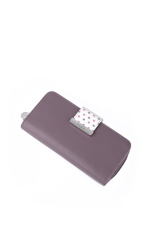 Жіночий великий гаманець на блискавці в крапки фіолетовий Lunelly