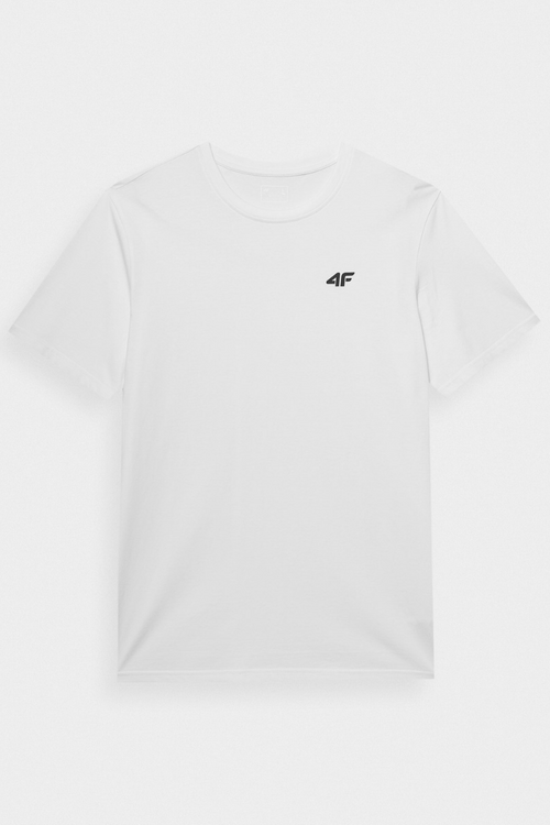 Чоловіча однотонна футболка з логотипом 4F біла 4FWMM00TTSHM1843-10S