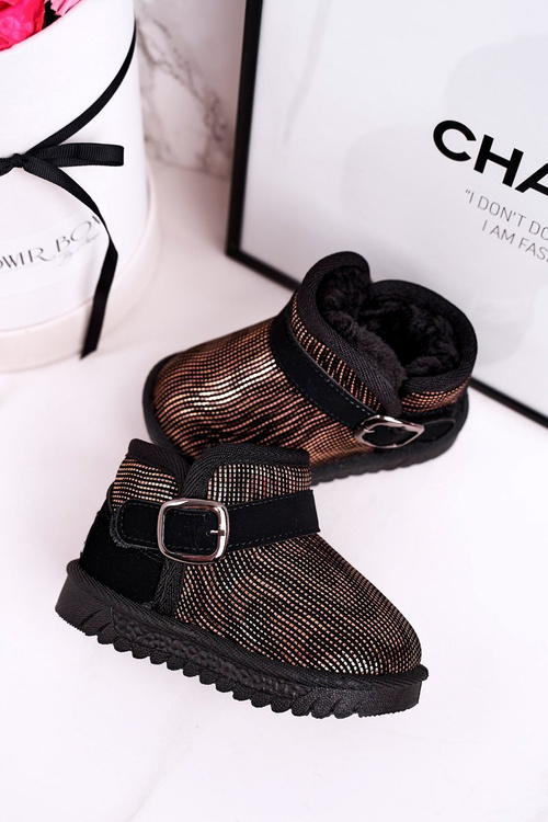 Дитячі зимові черевики з хутром Золотисті Чорні Dreamy