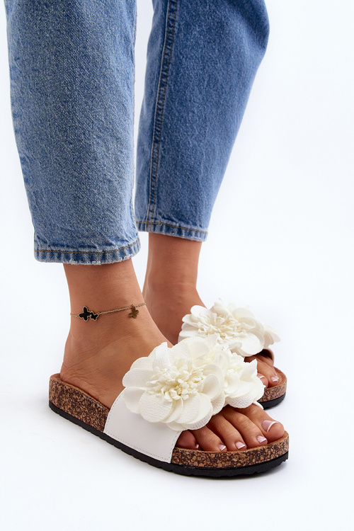 Жіночі шльопанці з квітами Біла Lulania