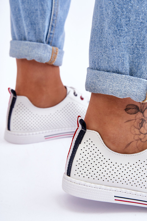 Жіночі білі шкіряні кросівки S.Barski LR952