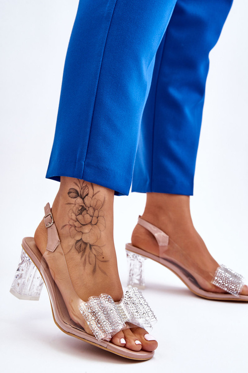 Модні прозорі босоніжки з бантом Nude Ariella