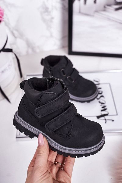 Дитячі черевики на липучці Чорні Moa