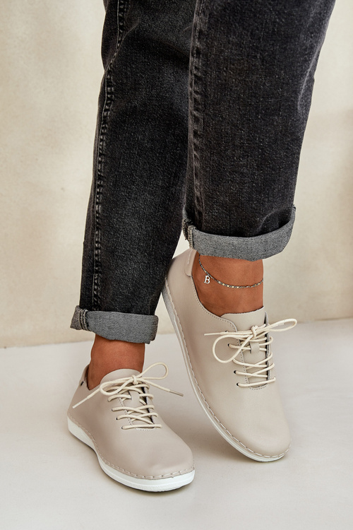 Шнуровані Черевики З Природної Шкіри D&A LR51-645 Бежеві