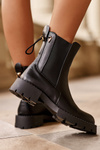 Чоботи шкіряні класичні Туфлі жіночі чорні Harleia