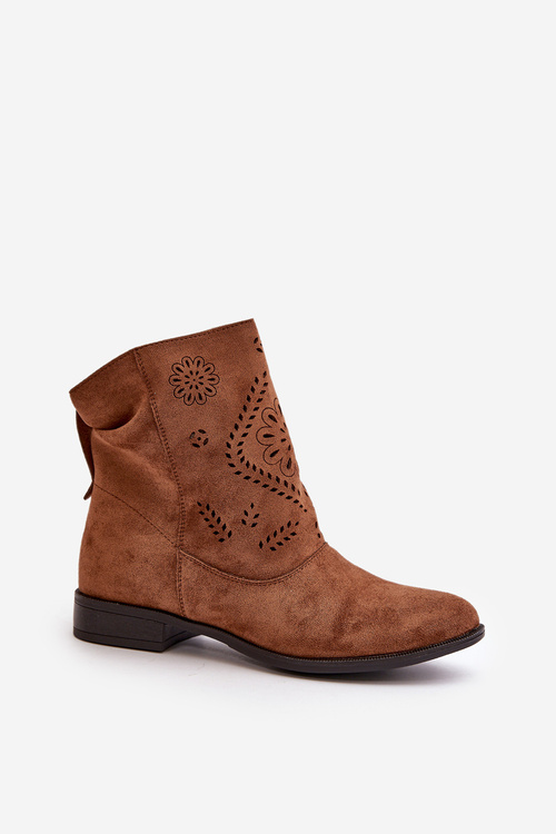 Вирізані жіночі низькі ботильйони на блискавці коричневого кольору Irinette