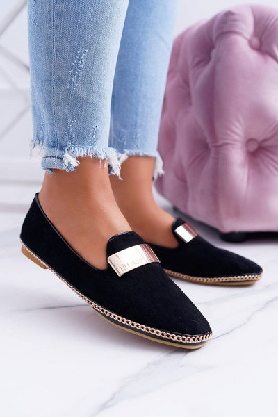 Жіночі панамські мокасини Lu Boo Black Gold Chain