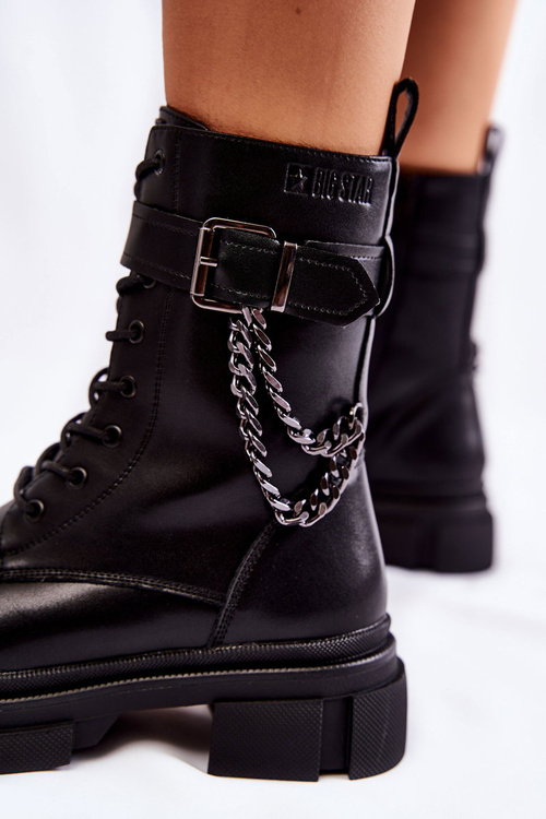 Шкіряні теплі черевики Чоботи Big Star KK274486 Чорні