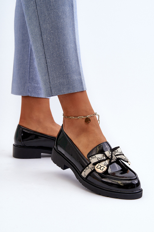 Лаковані жіночі лофери мокасини S.Barski HY330A Чорні