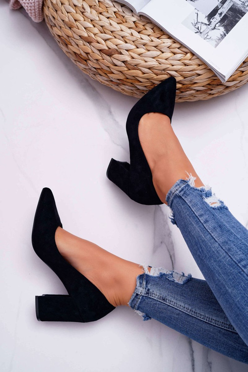 Жіночі високі чоботи на шпильці замшеві чорні Femmini