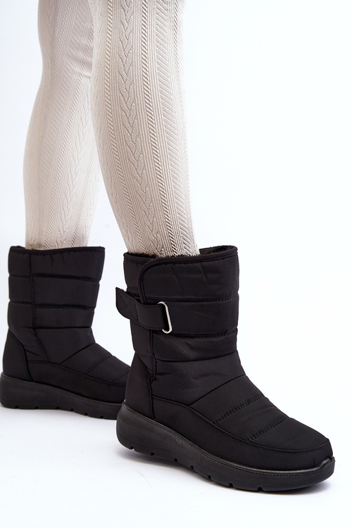 Жіночі утеплені зимові черевики на липучках, чорні Jawora
