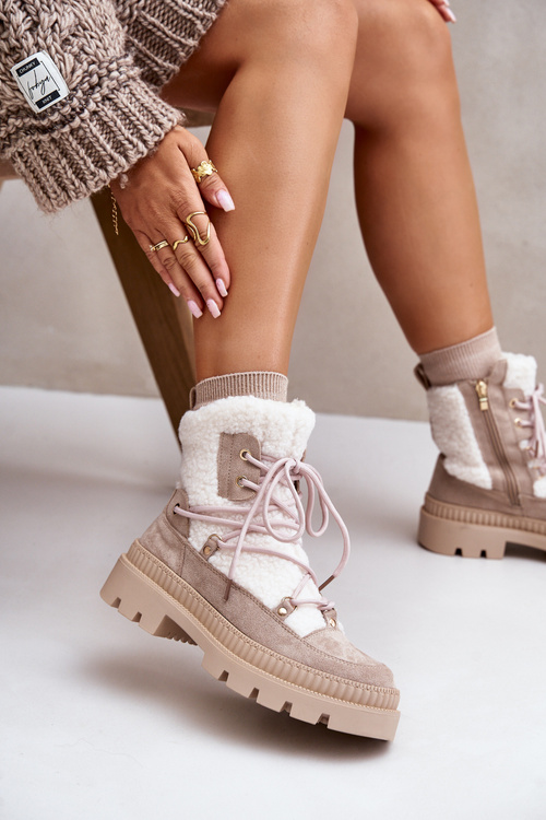 Чоботи з хутром, бежеві Merilana