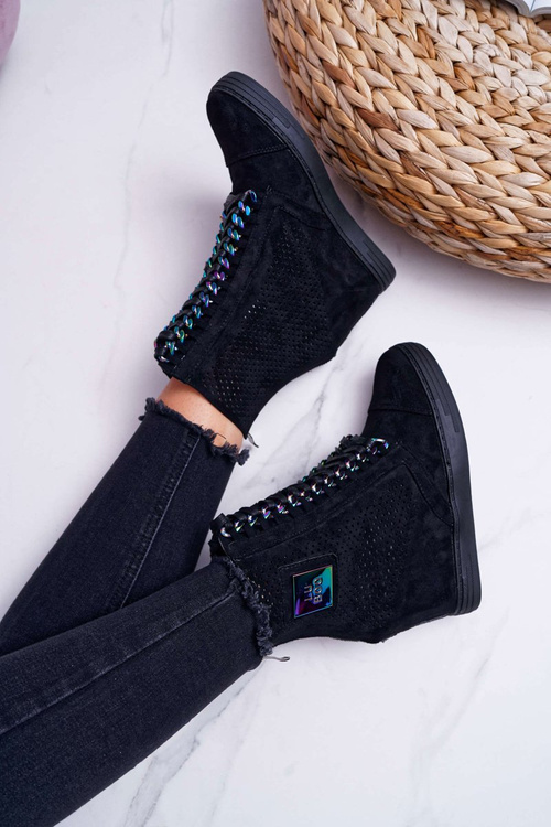 Жіночі ажурні замшеві кросівки Lu Boo Black Clamma