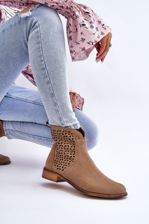 Чоботи замшеві Ніколь 2791/023 Темно-бежевий