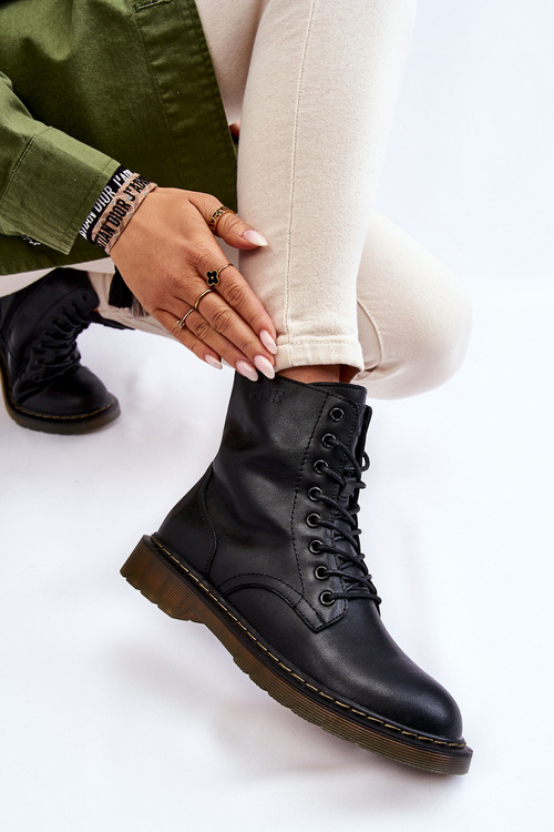 Жіночі шкіряні теплі черевики на слайдері GOE II2N4060 Чорні