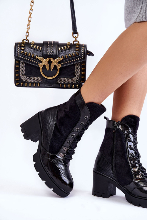 Чоботи жіночі шкіряні на підборах La.Fi 260063B-LA Чорні