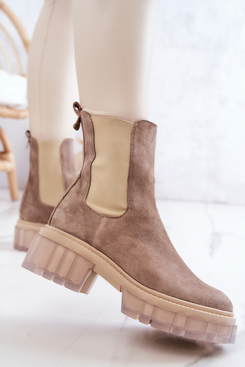 Жіночі замшеві бежеві чоботи Eliann