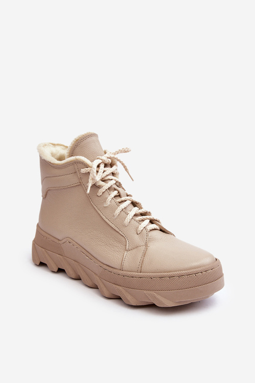 Жіночі шкіряні черевики на підкладці на платформі бежеві Lemar Jevette