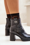 Жіночі ботильйони Snake на підборах натуральна шкіра чорні Vinceza 66670