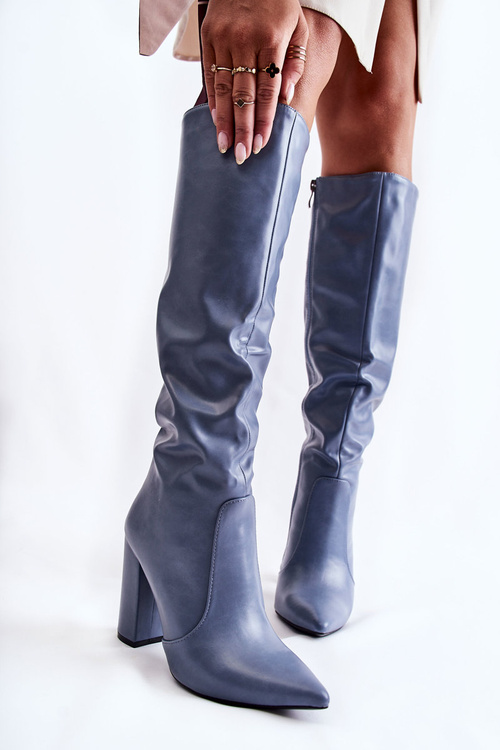 Класичні чоботи на шпильці Blue Mayra