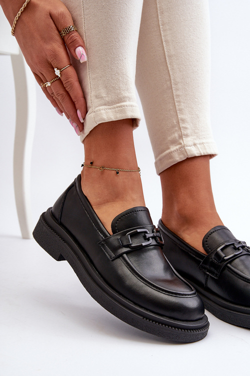 Чорні жіночі шкіряні мокасини Keelana